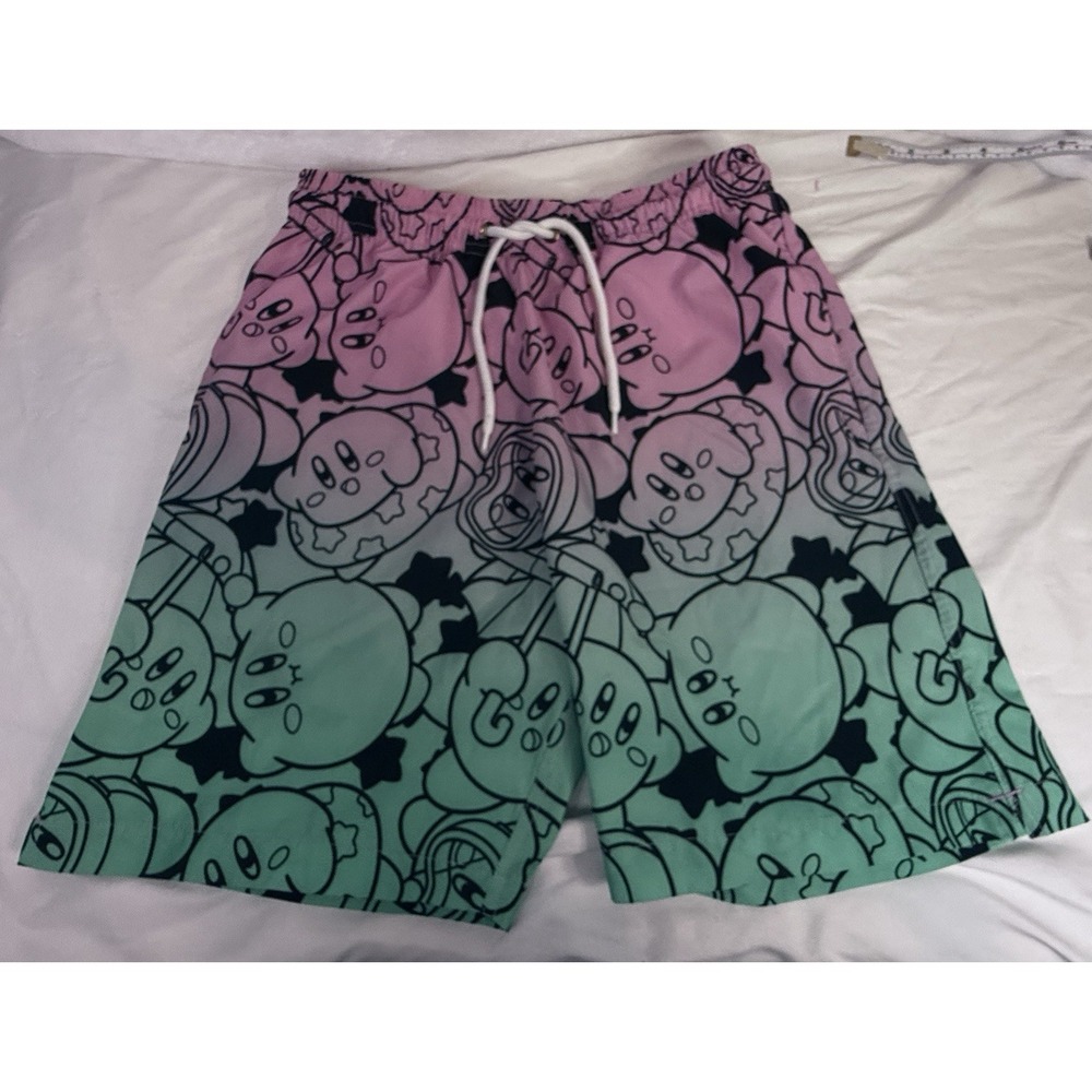 Nintendo Kirby Scuba Diving Swim Shorts Trunks Men's S Pink Blue‎ Beach Cruise
